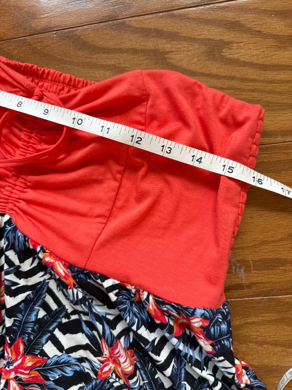 Ripzone Strapless Tropical Print Dress | Coral Floral Hi-Low Hem - Picture 5 of 6